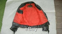 RARE Vintage Belstaff Leather Jacket 36 S Biker Motorcycle Fringe Center Zipper