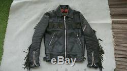 RARE Vintage Belstaff Leather Jacket 36 S Biker Motorcycle Fringe Center Zipper