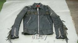 RARE Vintage Belstaff Leather Jacket 36 S Biker Motorcycle Fringe Center Zipper