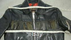 RARE Vintage Belstaff Leather Jacket 36 S Biker Motorcycle Fringe Center Zipper