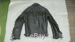 RARE Vintage Belstaff Leather Jacket 36 S Biker Motorcycle Fringe Center Zipper