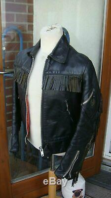 RARE Vintage Belstaff Leather Jacket 36 S Biker Motorcycle Fringe Center Zipper