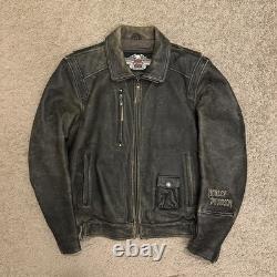 RARE Vintage Harley-Davidson Freedom Leather Jacket Black Distressed L