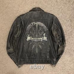 RARE Vintage Harley-Davidson Freedom Leather Jacket Black Distressed L
