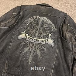 RARE Vintage Harley-Davidson Freedom Leather Jacket Black Distressed L