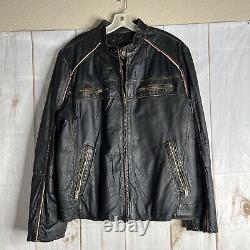 RARE Wilson's Men's Vintage Distressed Motorcycle Leather Jacket Black Sz. XL