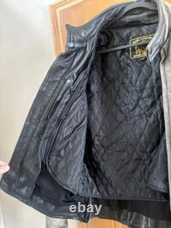 REAL LEATHER Milwaukee Distressed Black Heavy Padded Motorcycle Jacket- Mens 46