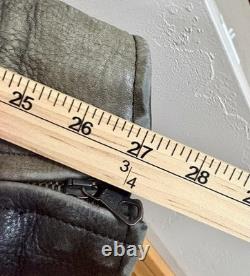 REAL LEATHER Milwaukee Distressed Black Heavy Padded Motorcycle Jacket- Mens 46