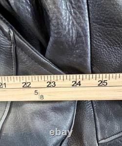 REAL LEATHER Milwaukee Distressed Black Heavy Padded Motorcycle Jacket- Mens 46