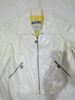 REDUCED PRICE! MOSCHINO RARE VINTAGE White+Yellow Patent Leather Jacket