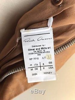 RICK OWENS Honey Brown Leather Moto Classic Biker Jacket 40 6 Medium $2.7k