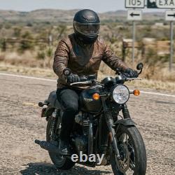 RIDERACT Motorcycle Leather Jacket Cafe Racer Brown Motorbike Jacket CE Armour