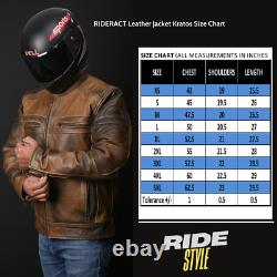 RIDERACT Motorcycle Leather Jacket Cafe Racer Brown Motorbike Jacket CE Armour