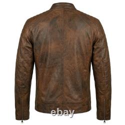 RIDERACT Motorcycle Leather Jacket Cafe Racer Brown Motorbike Jacket CE Armour