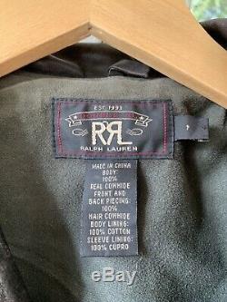 RRL Motorcycle Jacket Size 1 Leather Hair On Cowhide Moto Ralph Lauren Vintage