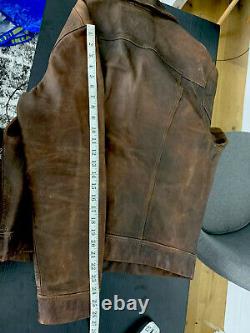 RRL Ralph Lauren RL Large Brown Gambler Leather Jacket Distressed Polo Trucker
