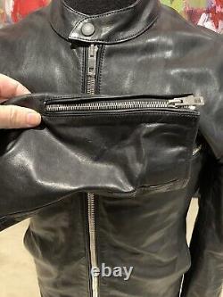 Rag & Bone Archive Light Black Cafe Racer Motorcycle Men's Slim Leather Jacket S