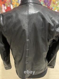 Rag & Bone Archive Light Black Cafe Racer Motorcycle Men's Slim Leather Jacket S