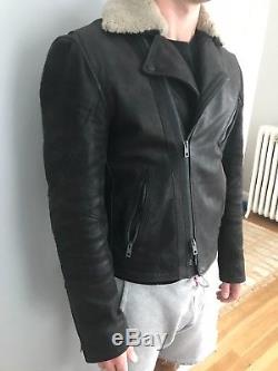 Rag & Bone Mens Black Leather & Shearling Biker Jacket Size 40 Reg $1495