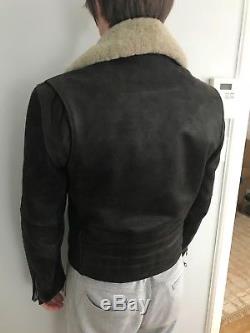 Rag & Bone Mens Black Leather & Shearling Biker Jacket Size 40 Reg $1495