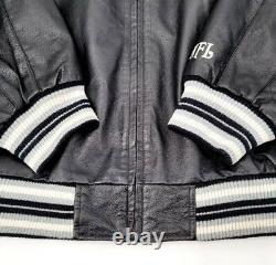 Raiders NFL Football Silver and Black Leather Jacket Mens Size 3XL