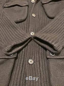 Ralph Lauren Black Label Moto Cashmere & Wool Jacket Sweater BLACK Sz Medium Fit