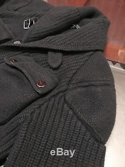 Ralph Lauren Black Label Moto Cashmere & Wool Jacket Sweater BLACK Sz Medium Fit