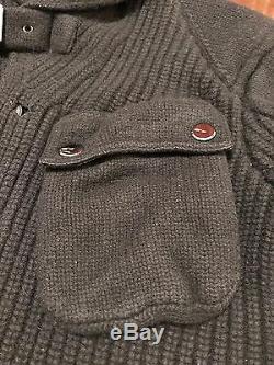 Ralph Lauren Black Label Moto Cashmere & Wool Jacket Sweater BLACK Sz Medium Fit