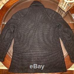 Ralph Lauren Black Label Moto Cashmere & Wool Jacket Sweater BLACK Sz Medium Fit