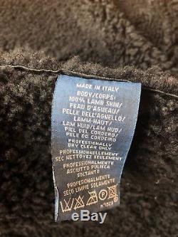 Ralph Lauren Black Shearling Moto Jacket Size Medium Made in Italy