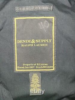 Ralph Lauren Denim & Supply Black Moto Biker Jacket USA Flag Military M