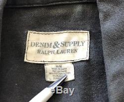 Ralph Lauren Denim Supply Grey Denim Motorcycle Jacket Size Medium