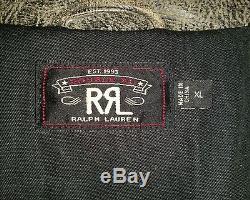 Ralph Lauren Double RL Distressed HEAVY Leather Cowhide Jacket (XL) with RRL BELT
