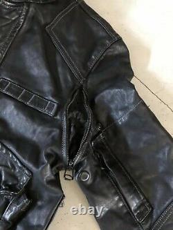 Ralph Lauren Leather Biker Jacket 8 Black Label RRL Moto VTG Polo Medium Lace