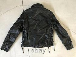 Ralph Lauren Leather Biker Jacket 8 Black Label RRL Moto VTG Polo Medium Lace