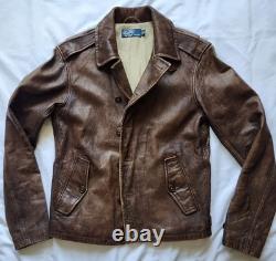 Ralph Lauren Men's Leather Jacket Dark Brown Small