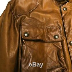 Ralph Lauren Polo Mens Tan Leather Jacket Front Pockets XXL XL