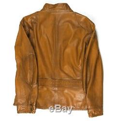 Ralph Lauren Polo Mens Tan Leather Jacket Front Pockets XXL XL