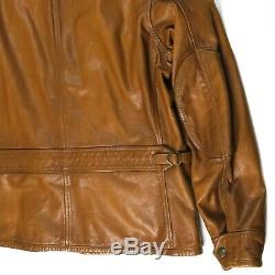 Ralph Lauren Polo Mens Tan Leather Jacket Front Pockets XXL XL