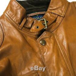 Ralph Lauren Polo Mens Tan Leather Jacket Front Pockets XXL XL