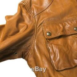 Ralph Lauren Polo Mens Tan Leather Jacket Front Pockets XXL XL