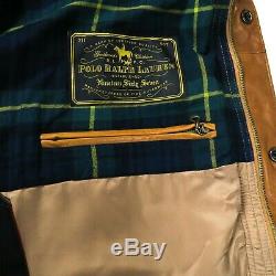 Ralph Lauren Polo Mens Tan Leather Jacket Front Pockets XXL XL