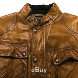 Ralph Lauren Polo Mens Tan Leather Jacket Front Pockets XXL XL