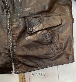 Ralph Lauren Polo Sport Leather Military Flight Motorcycle Bomber Brown Jacket L