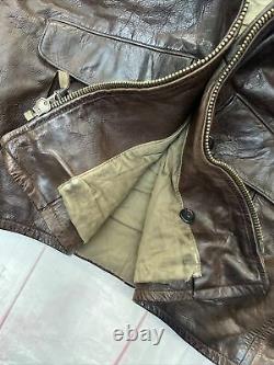 Ralph Lauren Polo Sport Leather Military Flight Motorcycle Bomber Brown Jacket L