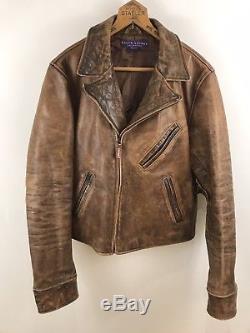 Ralph Lauren Purple Label Mens L Leather Slim Locklear Moto Jacket Brown $3,450