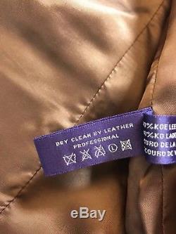 Ralph Lauren Purple Label Mens L Leather Slim Locklear Moto Jacket Brown $3,450
