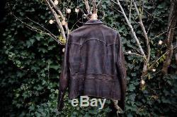 Ralph Lauren RRL Owens Distressed Black Leather Jacket