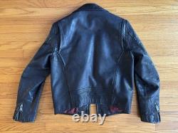 Ralph Lauren RUGBY black leather cowhide jacket size S worn RARE