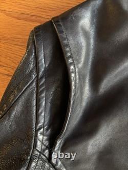 Ralph Lauren RUGBY black leather cowhide jacket size S worn RARE